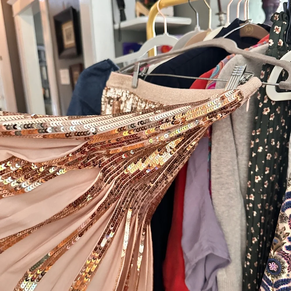 Anthropologie ‘Bea’ Rose Gold Sequin Pleated Skirt NWT! - Picture 5 of 9